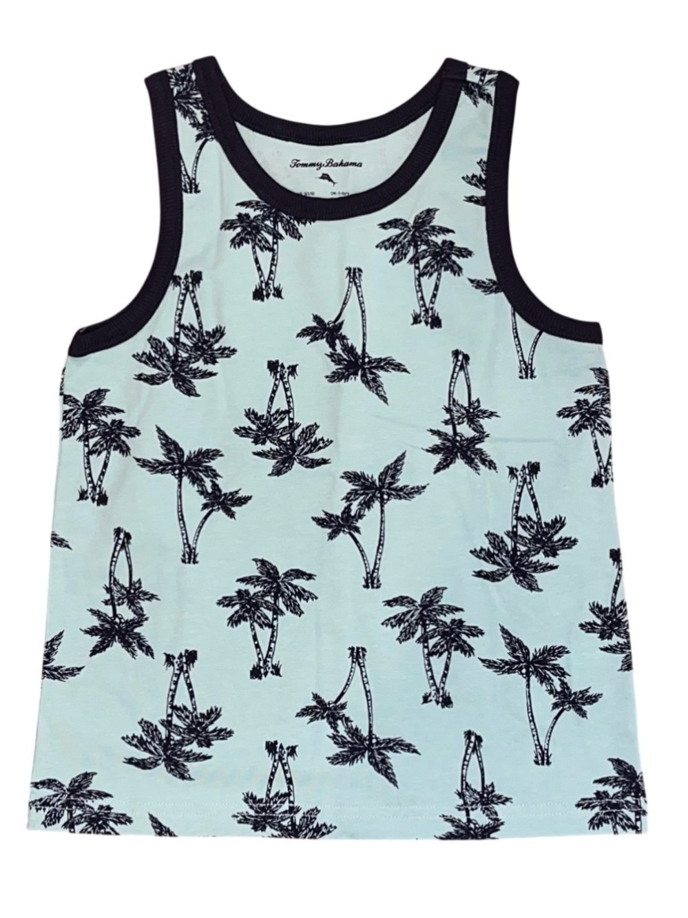 Tommy Bahama Teal Navy Blue Palm Tank Top Boys Small 5/6 Beach NWOT